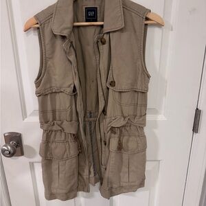 GAP Beige Sleeveless Utility Vest